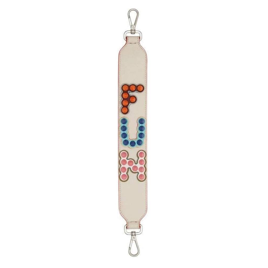 Fendi Fendi "FUN" Beige Multicolor Studded Mini Leather Shoulder Strap White Leather Never worn - Front View