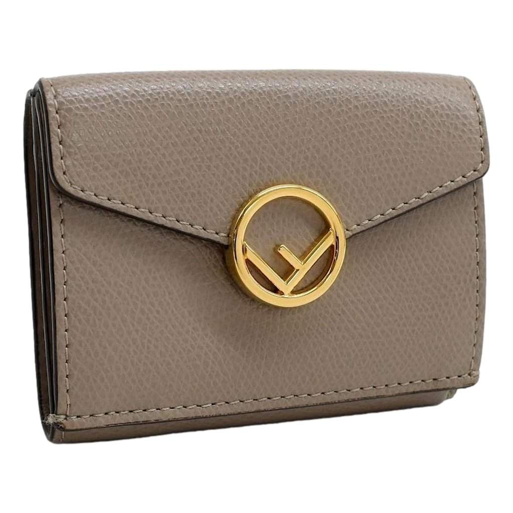 Fendi Fendi F Is Fendi Tortora Gray Leather Micro Trifold Wallet Grey Leather Never worn - Front View