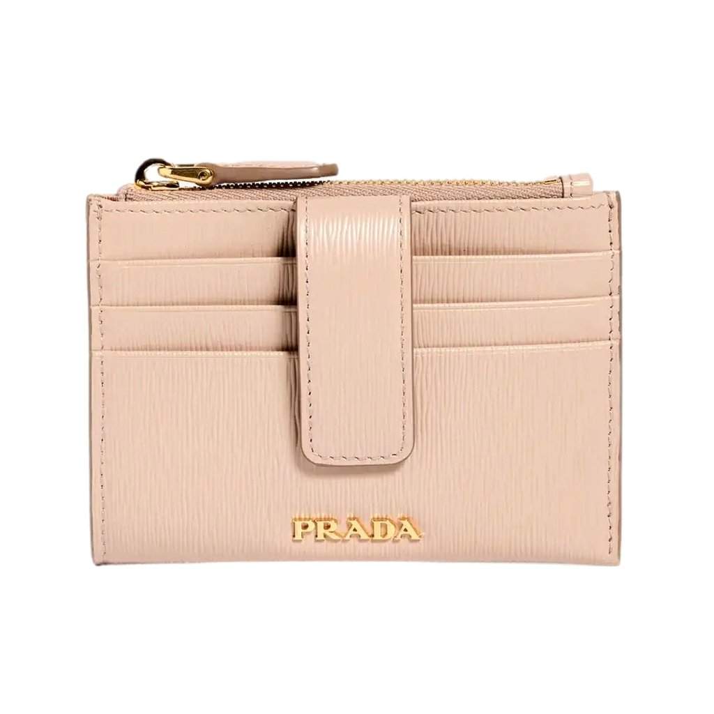 Prada Prada Vitello Move Card Holder Wallet Cipria Beige Leather Logo Plaque White Leather Never worn - Front View