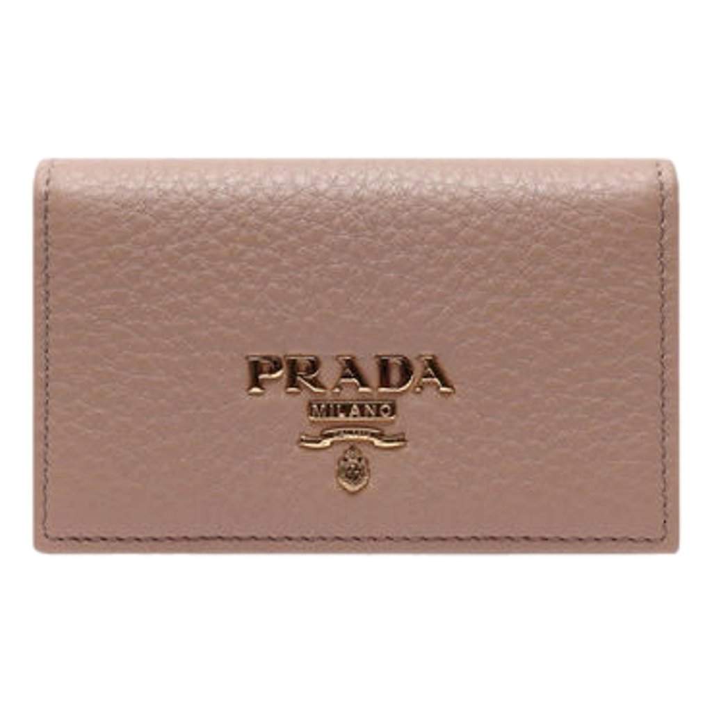 Prada Prada Women's Vitello Grain Cammeo Beige Leather Card Case Wallet Beige Leather Never worn - Front View