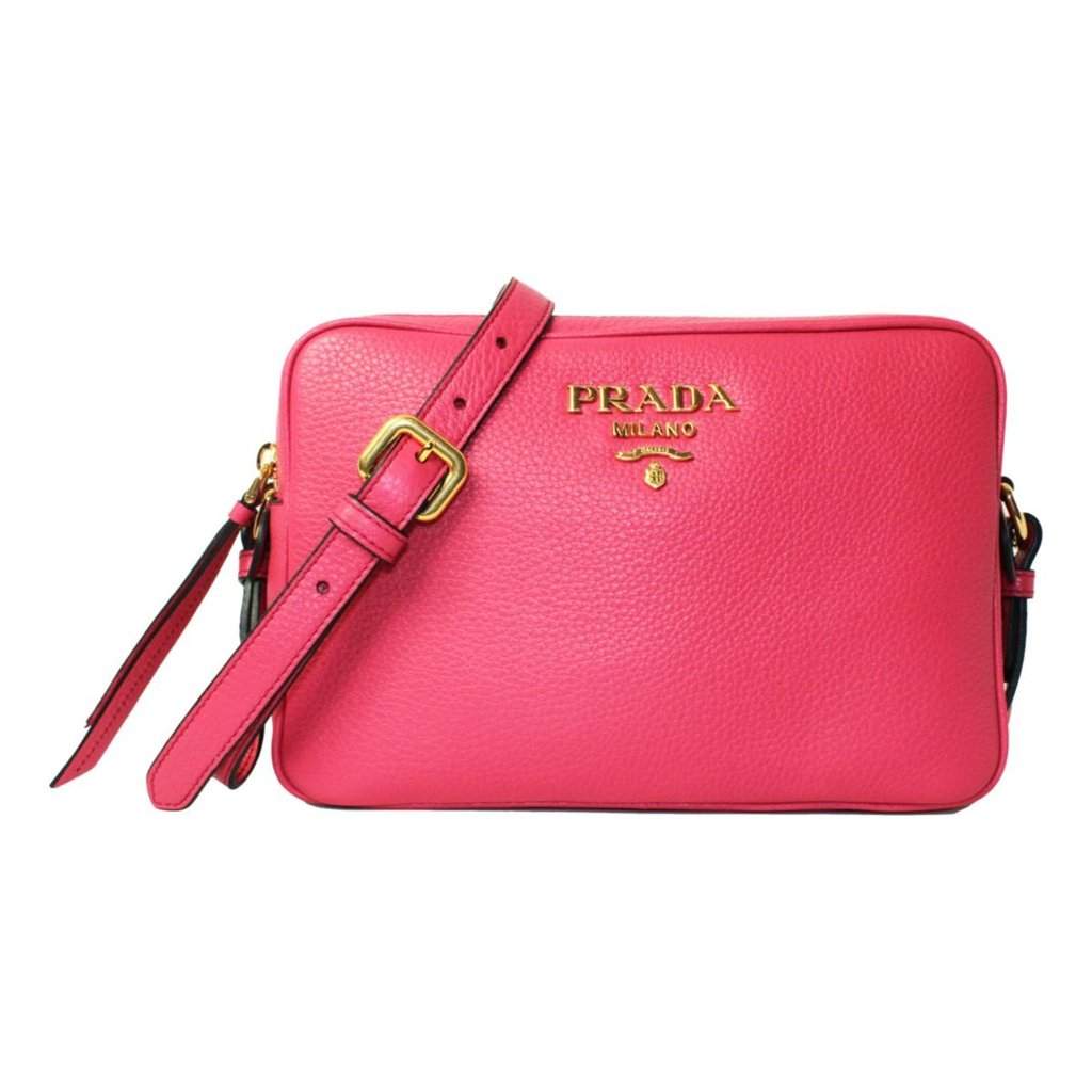 Prada Prada Peonia Pink Vitello Phenix Leather Double Zip Crossbody Pink Leather Never worn - Front View