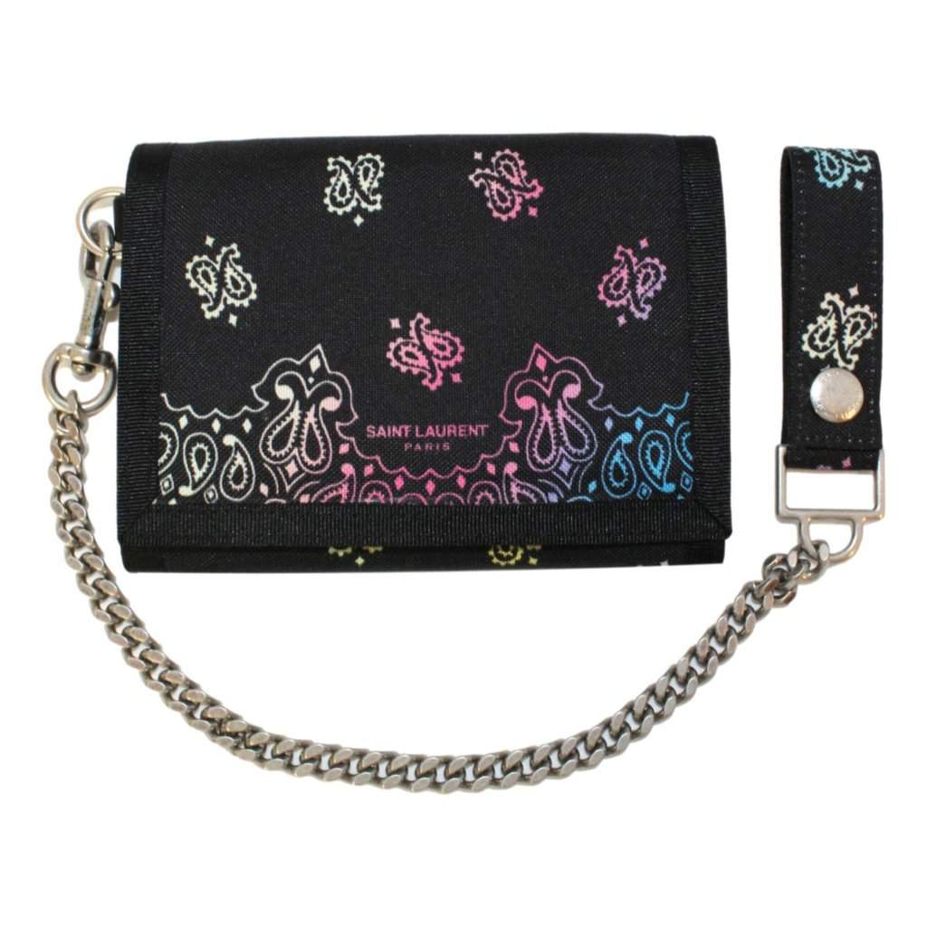Saint Laurent Saint Laurent Black Nylon Chain Trifold Wallet Black Never worn - Front View