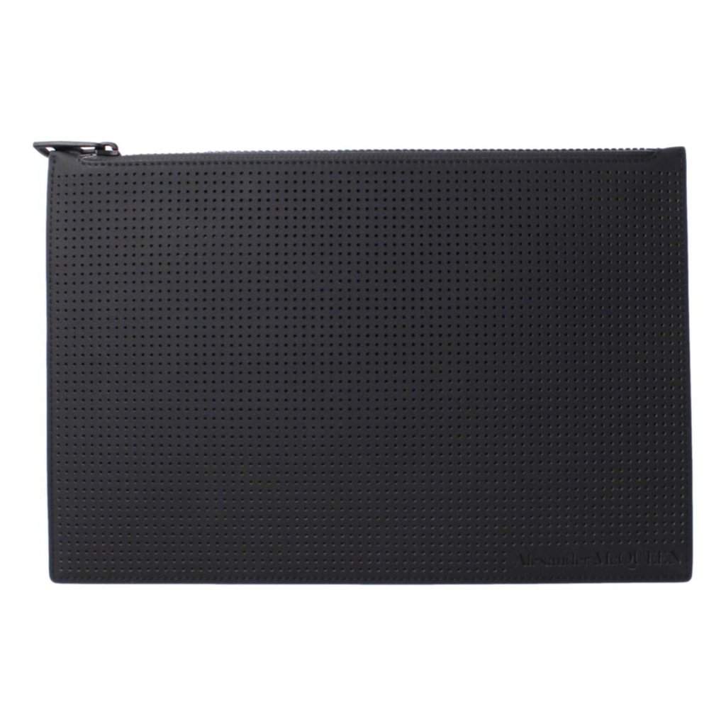 Alexander McQueen Alexander McQueen Black Leather Perforated Flat Pouch Black Leather Never worn - Front View