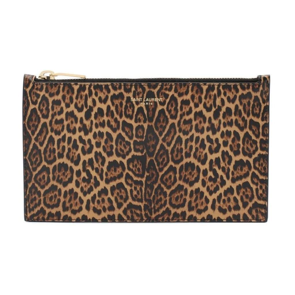 Saint Laurent Saint Laurent Leopard Printed Calfskin Leather Small Pouch Black Leather Never worn - Front View