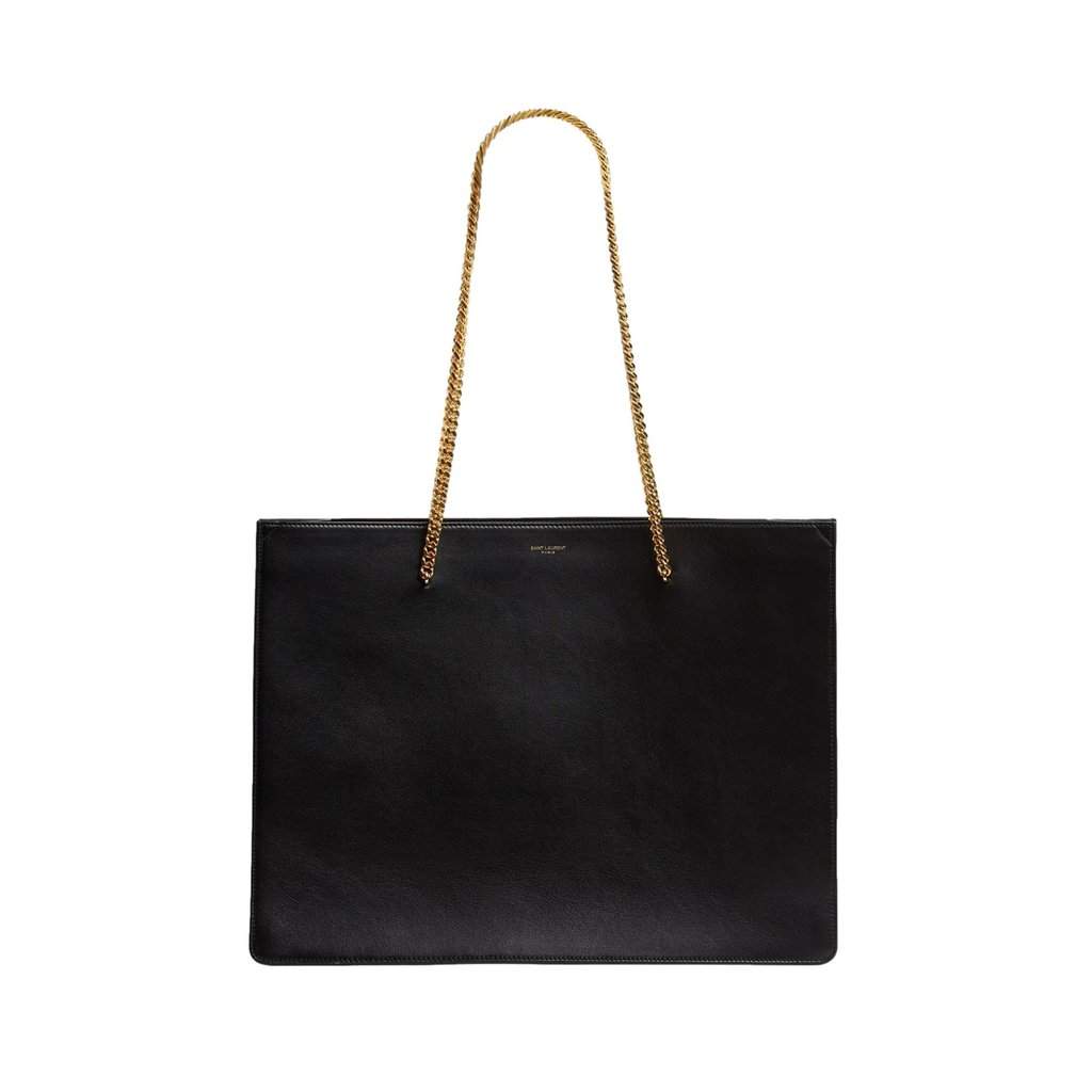 Saint Laurent Saint Laurent Siena Ultra Lux Black Calf Leather Chain Shoulder Tote Bag Black Leather Never worn - Front View