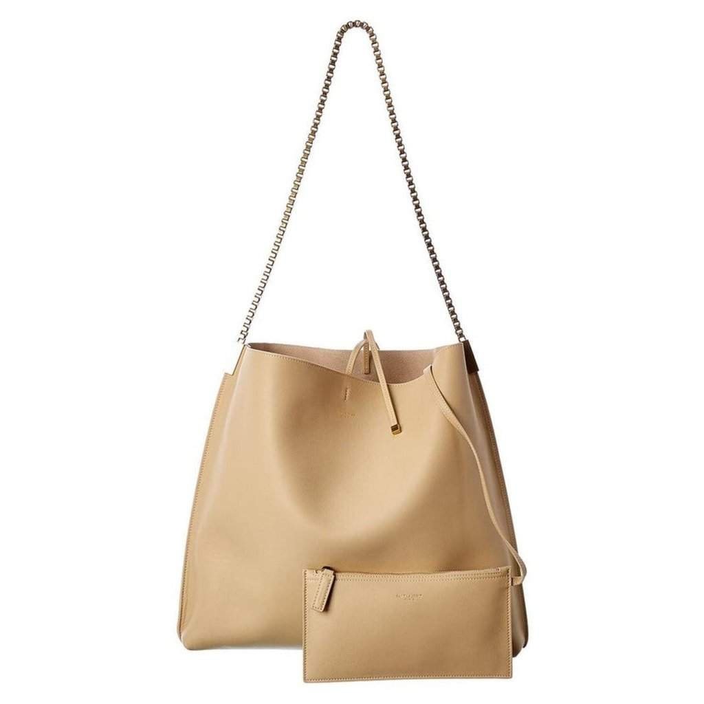 Saint Laurent Saint Laurent Suzanne Beige Calfskin Leather Chain Hobo Bag Beige Leather Never worn - Front View