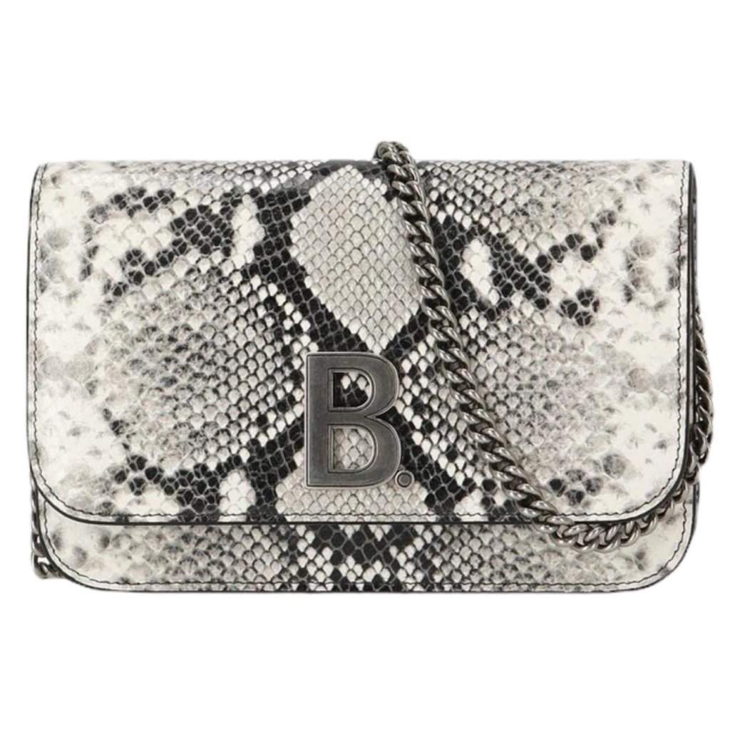 Balenciaga Balenciaga B Python Print Calfskin Leather Wallet on Chain Bag Silver Leather Never worn - Front View
