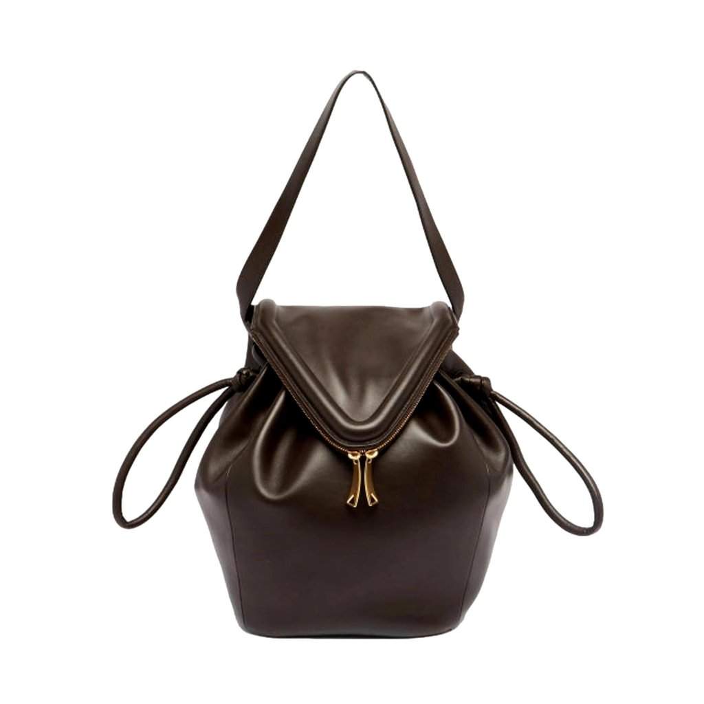 Bottega Veneta Bottega Veneta Beak Large Shoulder Bag Brown Calfskin Leather Designer Handbag Brown Leather Never worn - Front View