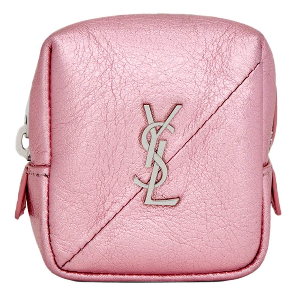 Saint Laurent Saint Laurent Jamie YSL Keyring Cube Pink Leather Pink Leather Never worn - Front View