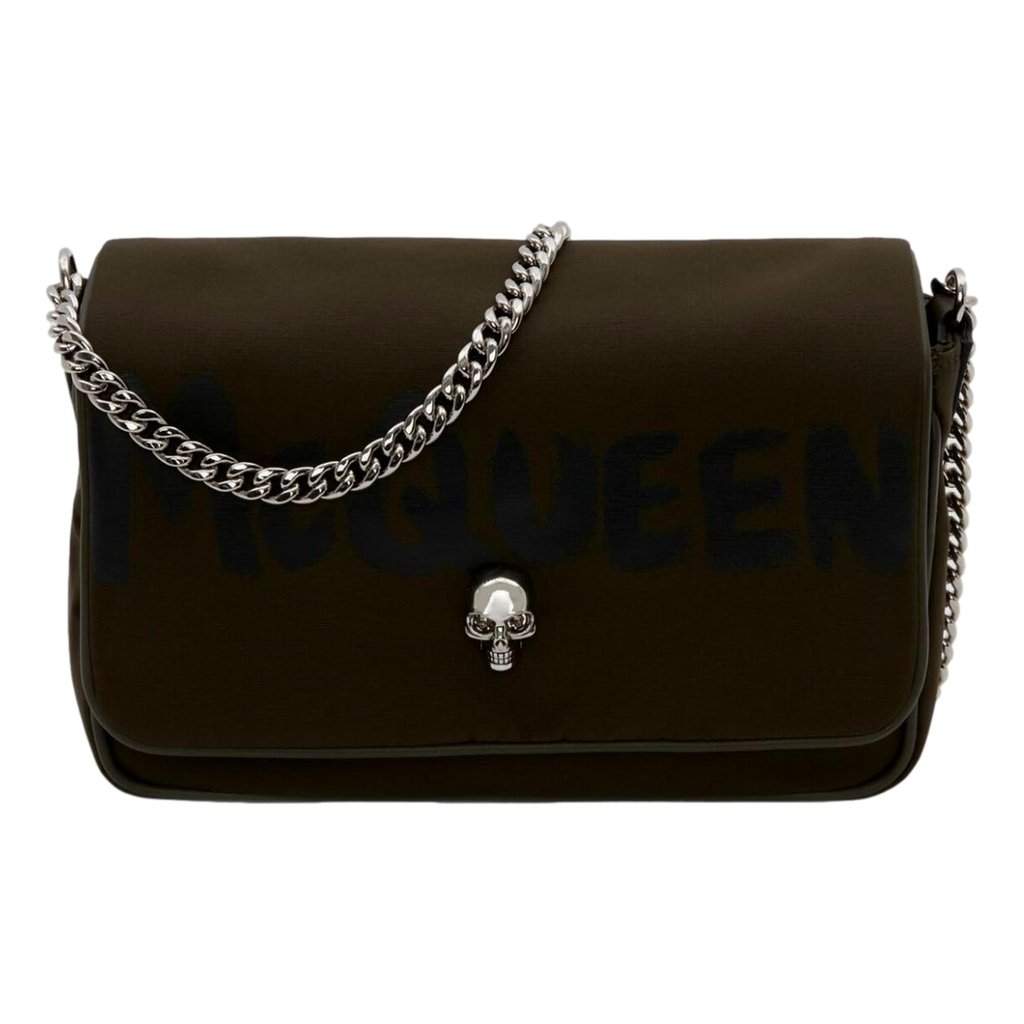 Alexander McQueen Alexander McQueen Army Green Nylon Graffiti Skull Shoulder Bag Green Never worn - Front View