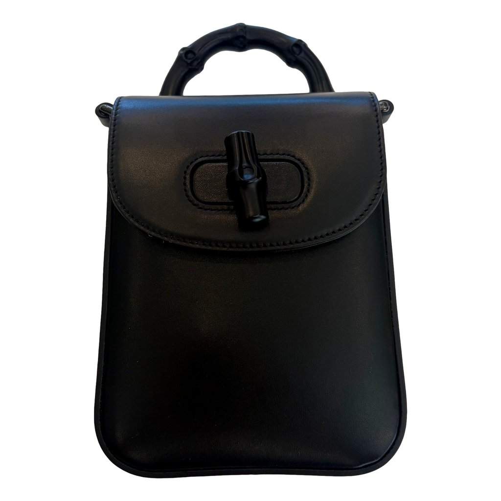 Gucci Gucci Bamboo 1947 Mini Black Leather Top Handle Crossbody Bag Black Leather Never worn - Front View