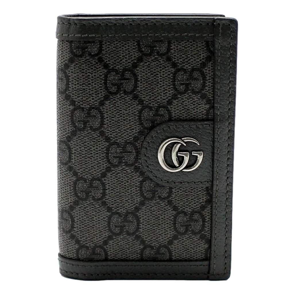 Gucci Gucci Ophidia Silver Gray Supreme Bifold Card Case Wallet Brown Canvas Never worn - Front View