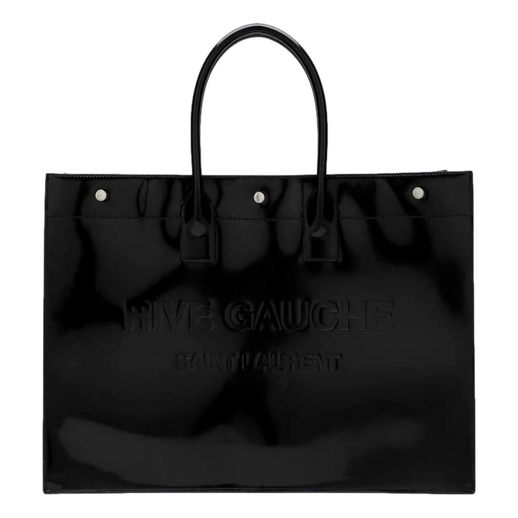 Saint Laurent Saint Laurent Rive Gauche Black Patent Leather Large Tote Bag Black Leather Never worn - Front View