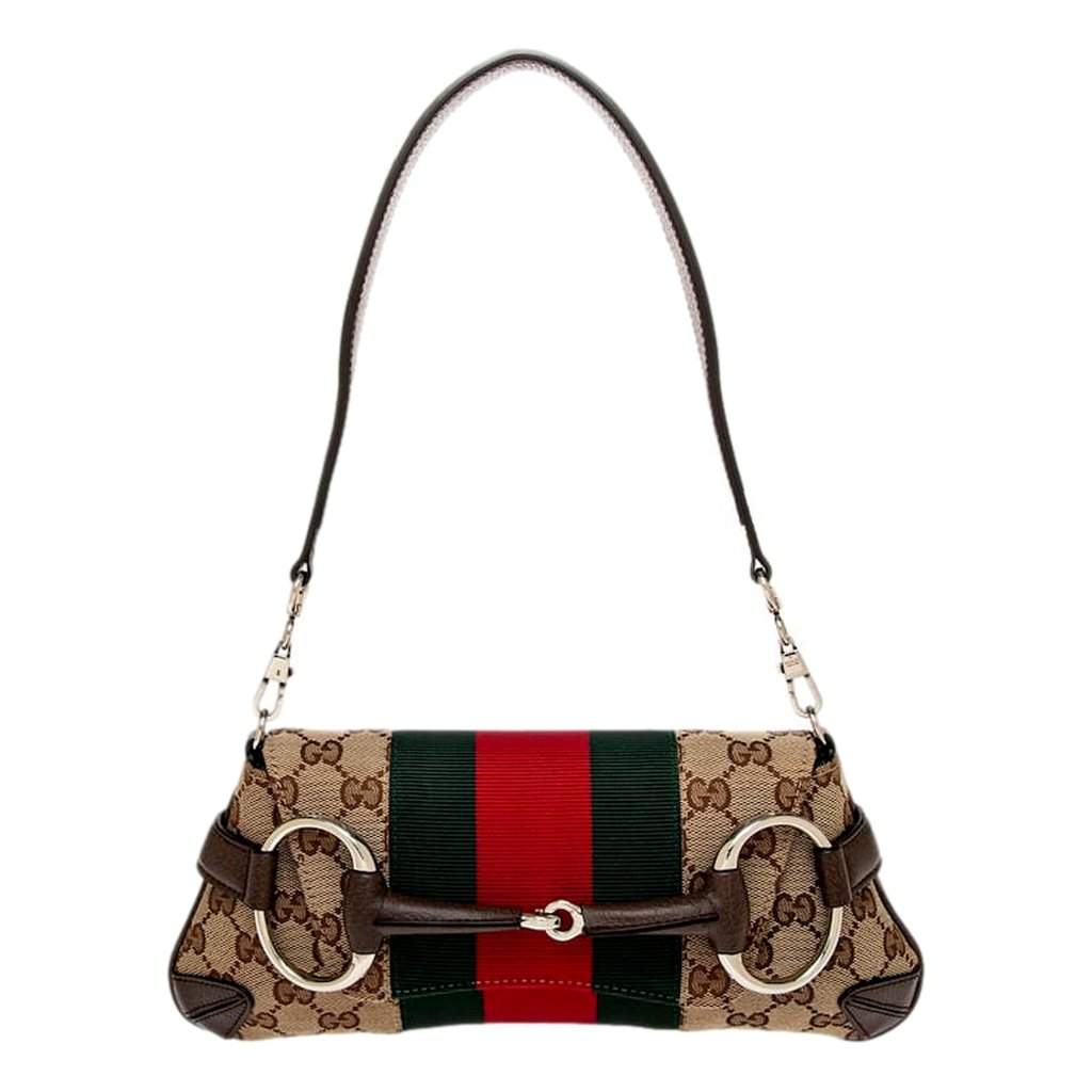 Gucci Gucci Horsebit Supreme Canvas Web Stripe Small Chain Shoulder Bag Brown Leather Never worn - Front View