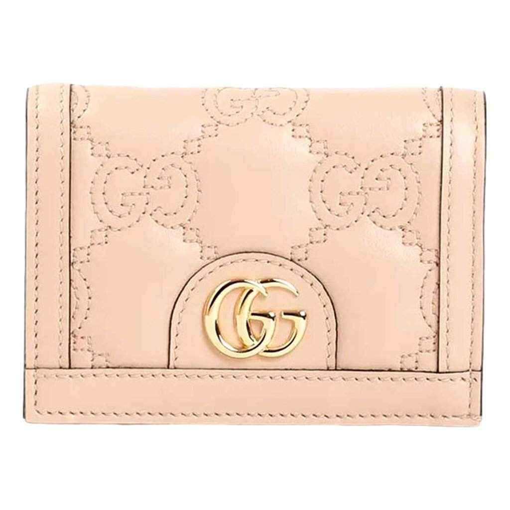 Gucci Gucci GG Matelassé Pink Sand Leather Card Case Wallet Pink Leather Never worn - Front View