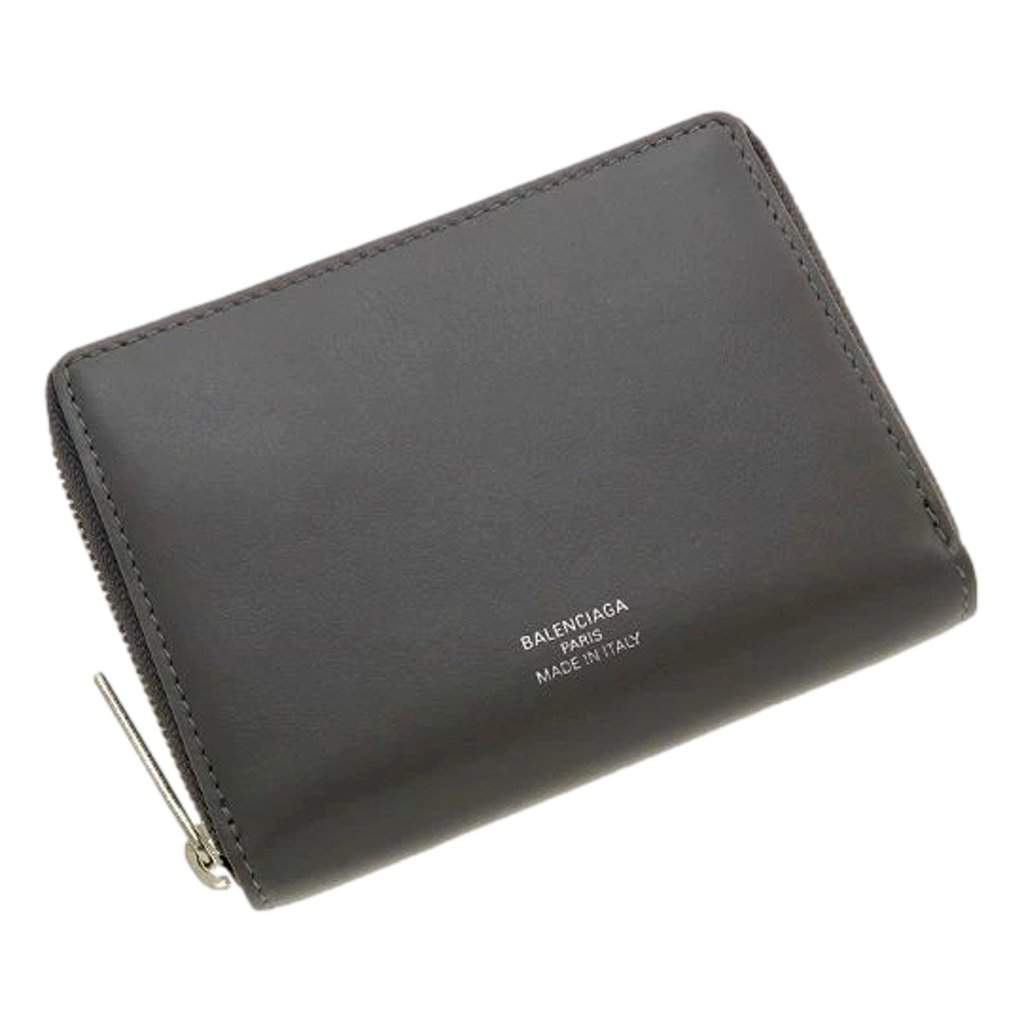 Balenciaga Balenciaga Smooth Calfskin Leather Zip Around Coin Case Wallet Gray Silver Hardware Green Leather Never worn - Front View