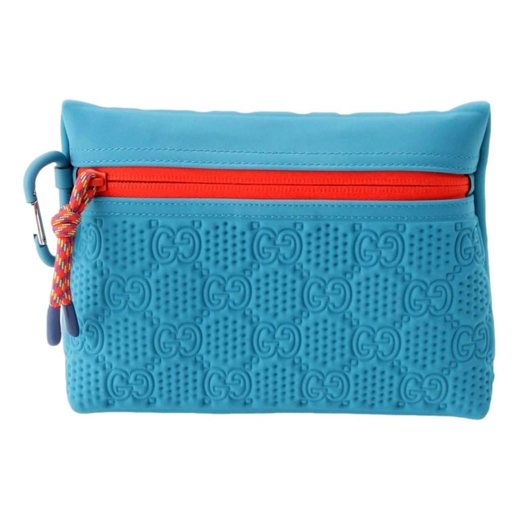 Gucci Gucci GG Scuba Neon Blue Small Clutch Pouch Bag Blue Leather Never worn - Front View