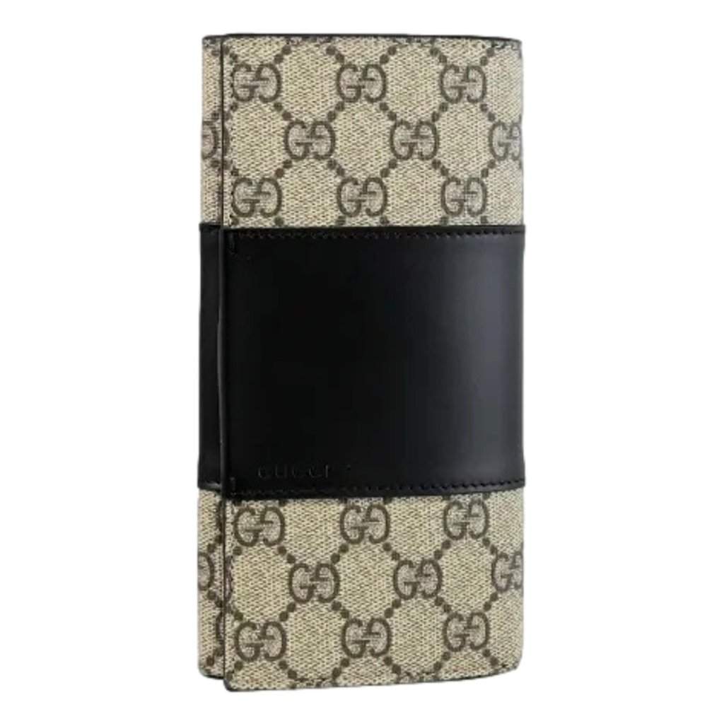 Gucci Gucci GG Supreme Canvas Leather Long Wallet Brown Canvas Never worn - Front View