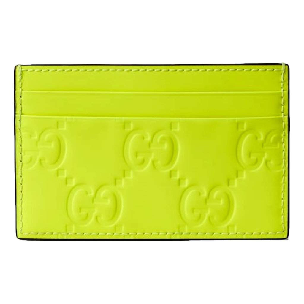 Gucci Gucci GG Rubber Effect Neon Yellow Guccissima Leather Card Case Wallet Yellow Leather Never worn - Front View