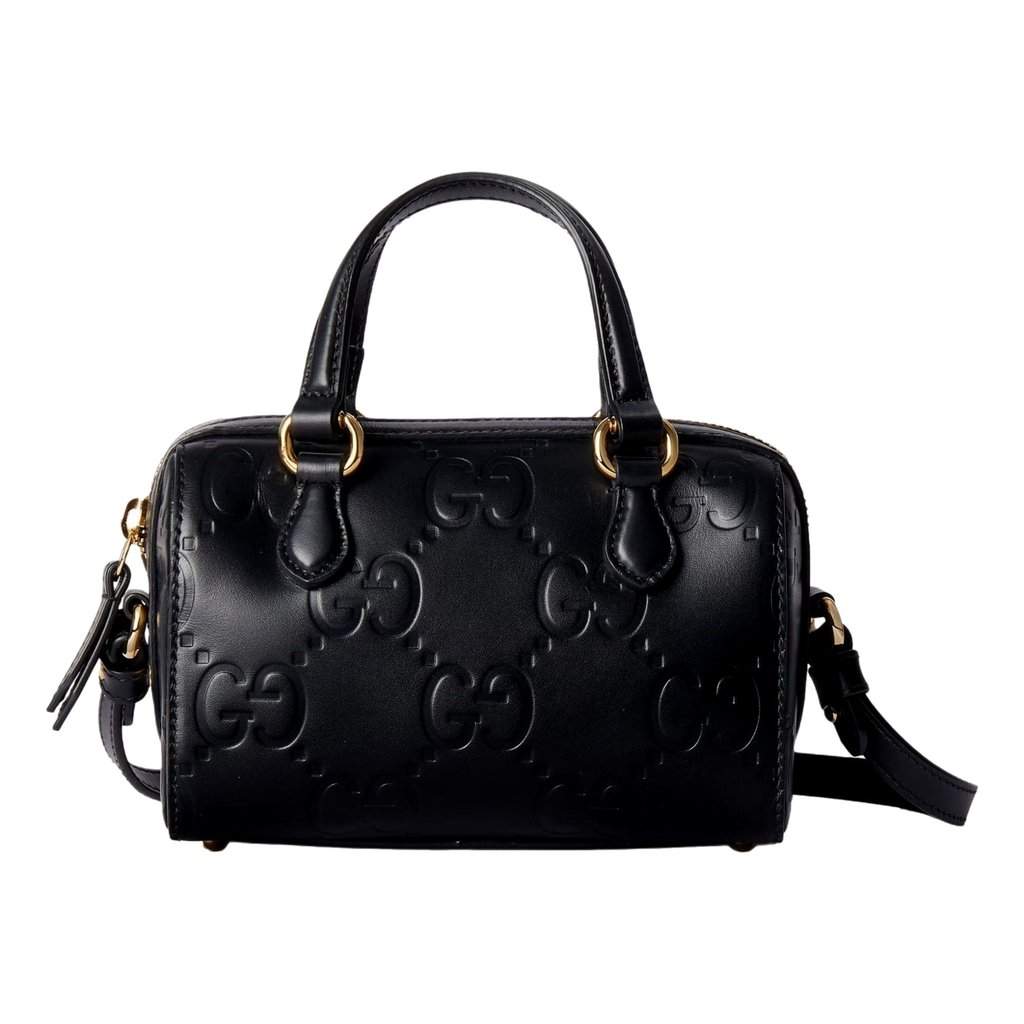 Gucci Gucci Gilbert GG Leather Super Mini Boston Bag Crossbody in Black Black Leather Never worn - Front View