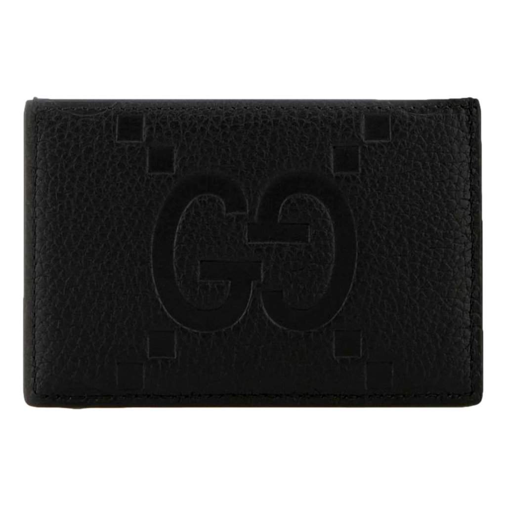 Gucci Gucci Jumbo GG Black Leather Card Holder Wallet Embossed Logo Black Leather Never worn - Front View