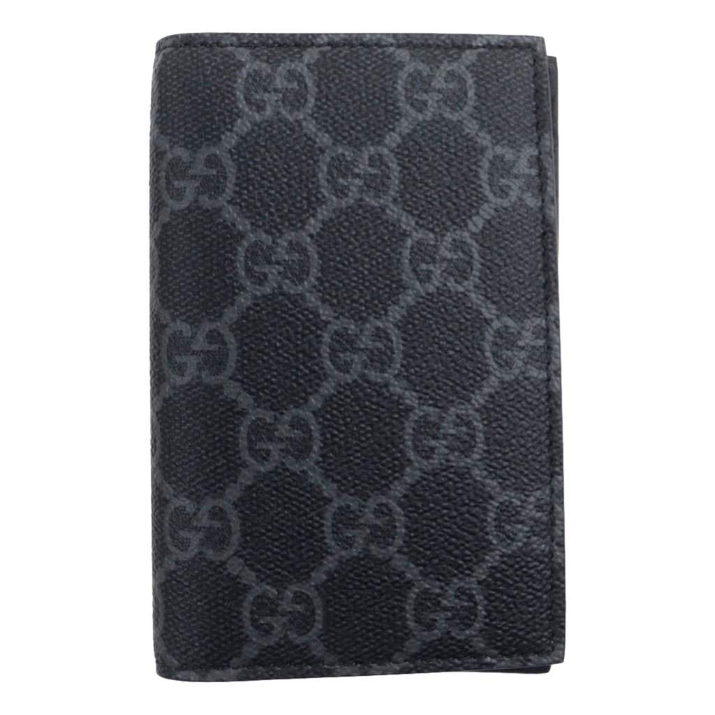 Gucci Gucci GG Emblem Black Leather and Canvas Vertical Bifold Wallet Black Leather Never worn - Front View