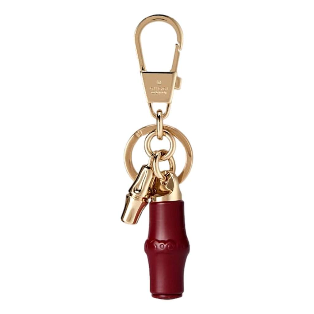 Gucci Gucci Bamboo Gold Metal Keychain Charm in Red Red Never worn - Front View