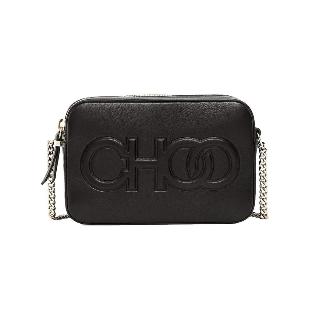 Jimmy Choo Jimmy Choo Balti Camera Crossbody Bag Black Embossed Leather Chain Strap Black Leather Never worn - Front View