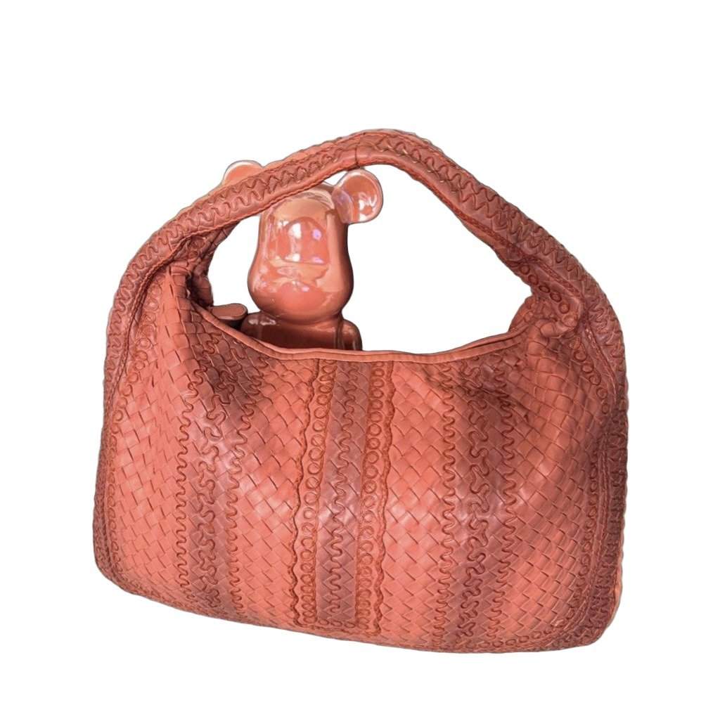 Bottega Veneta Intrecciato Hobo Bag Pink Leather Good condition - Front View