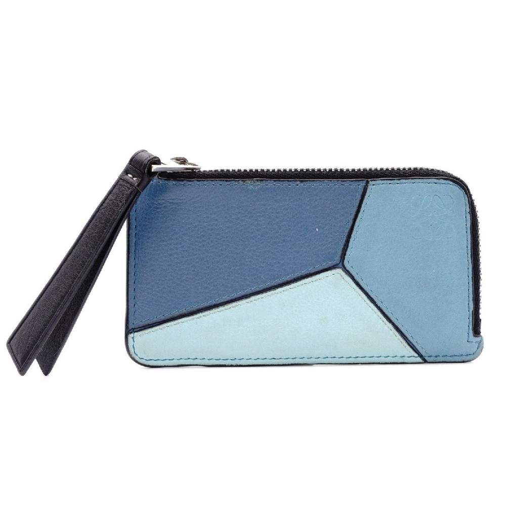 Loewe anagram coin case blue Blue Leather Very good condition - Front View