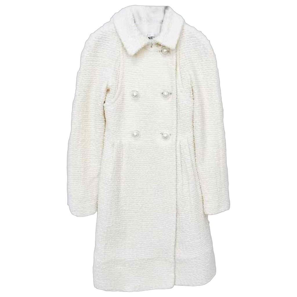 Chanel White Wool Coat White Wool Very good - Front View