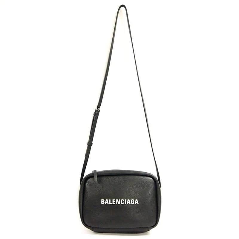 Balenciaga Size S Black Calfskin Leather logo Everyday Camera Bag Black Leather Very good - Front View