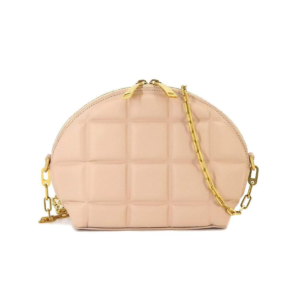 Bottega Veneta Beige Leather Padded Half Moon Chain Shoulder Bag Beige Leather Very good - Front View