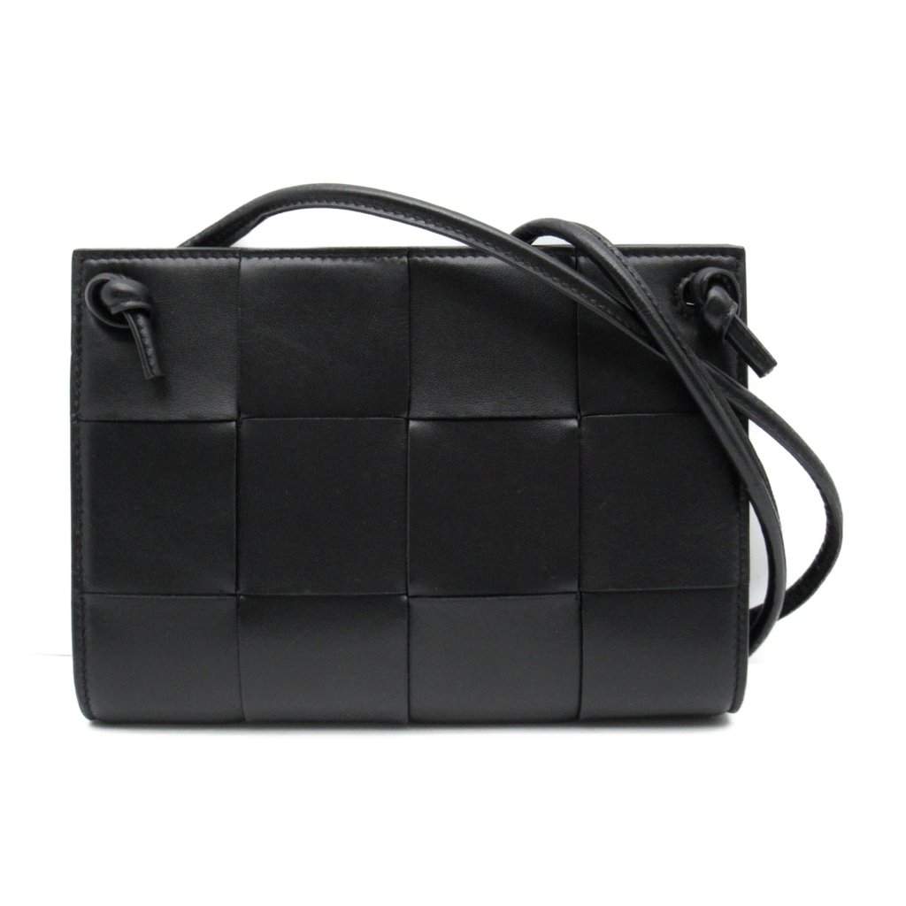 Bottega Veneta Serial Black Leather Shoulder Bag Black Leather Very good - Front View