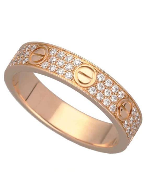 Cartier Mini Love Ring Pavé Diamond 750 K18 PG Pink Gold Ring Pink Gold Very good - Front View