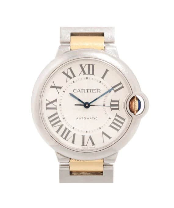 Cartier Silver 18K Yellow Gold Stainless Steel Ballon Bleu De Cartier 3284 Women's Wristwatch 36 mm Silver Good - Front View
