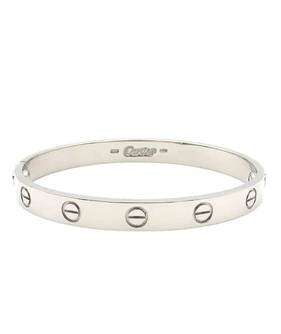 Cartier White Gold Love Bracelet K18WG Size 16 With Driver White Gold Very good - Front View