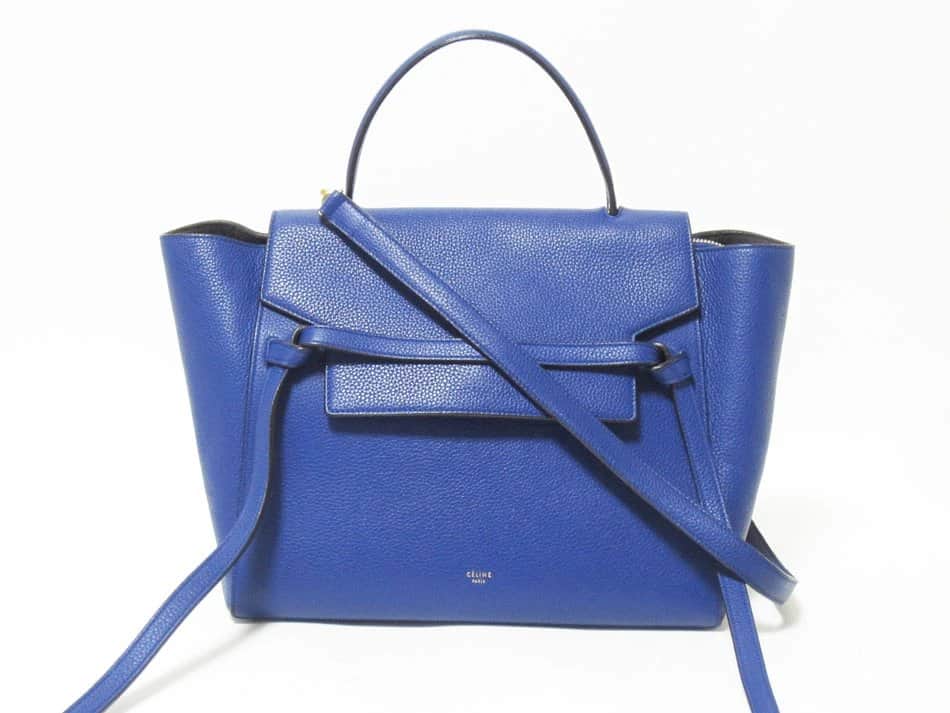 Celine Blue Leather Mini Belt Top Handle Bag Blue Leather Very good - Front View