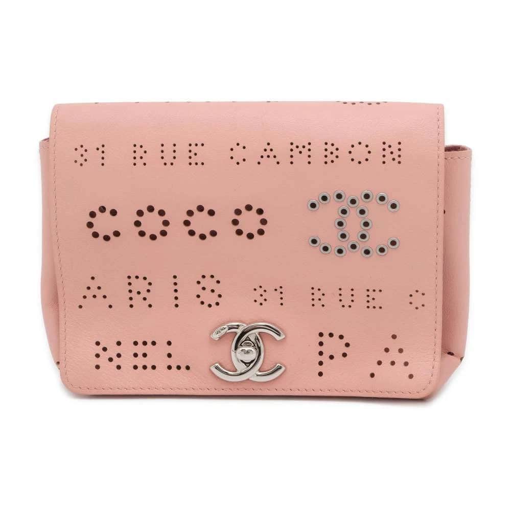 Chanel Pink Leather Eyelet Waist Bag Pink Leather Good - Front View