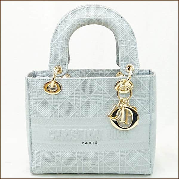 Dior Gray Color Cannage Canvas Medium Lady D- Lite Bag Grey Canvas Very good - Front View