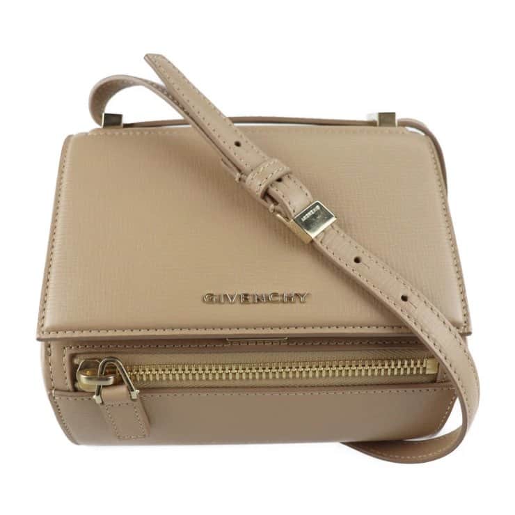 Givenchy Beige Leather Mini Pandora Box Shoulder Bag Beige Leather Good - Front View