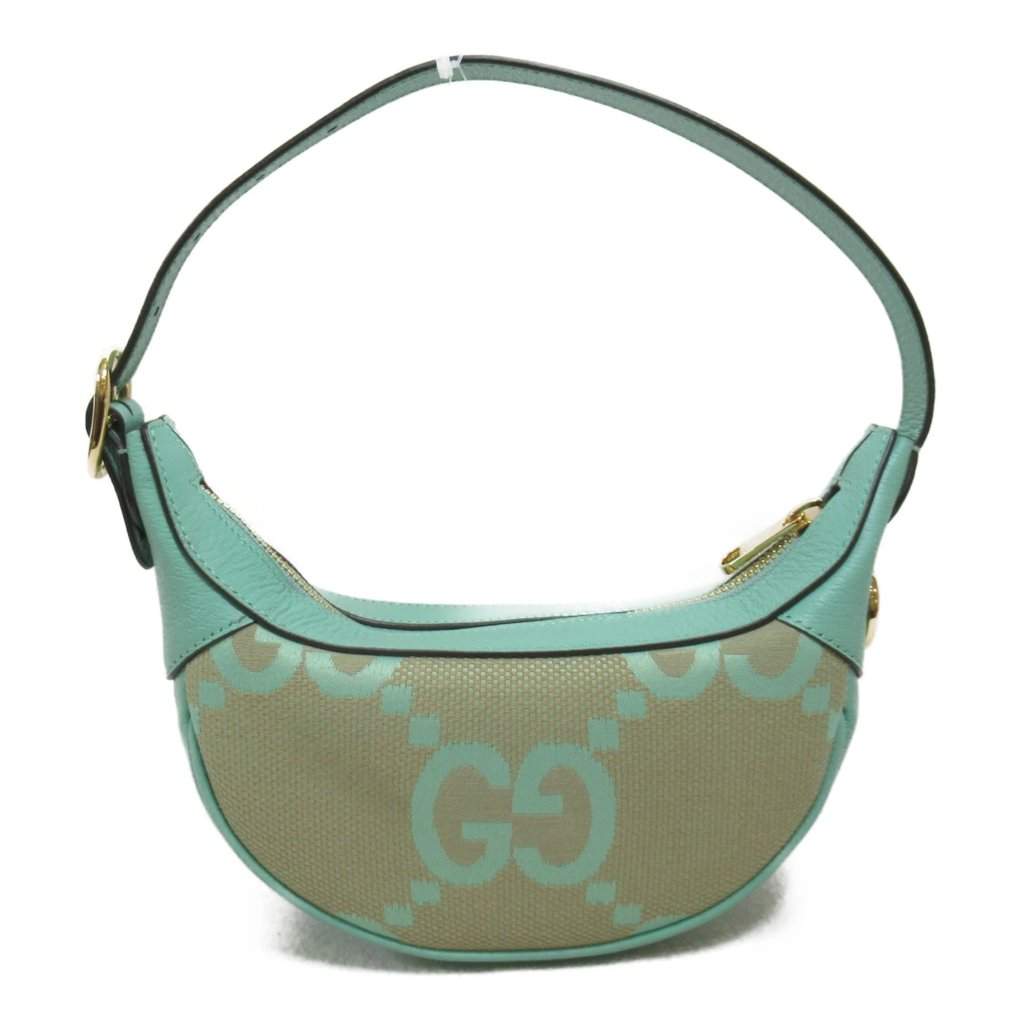 Gucci Green Leather Jumbo GG Canvas Mini Ophidia Bag Green Canvas Never worn - Front View