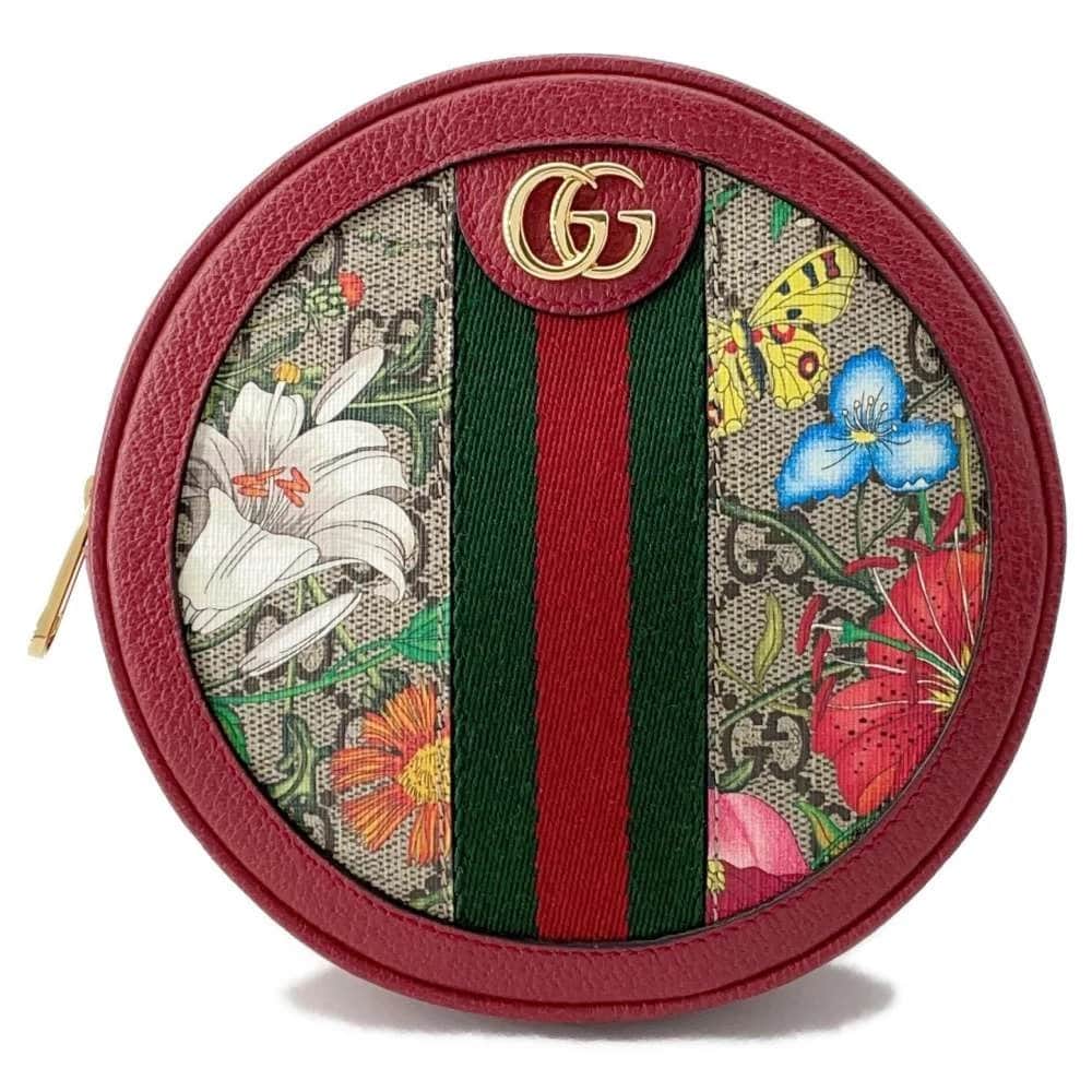 Gucci Red GG Supreme Canvas and Leather Floral Ophidia Backpack Red Canvas Very good - Front View