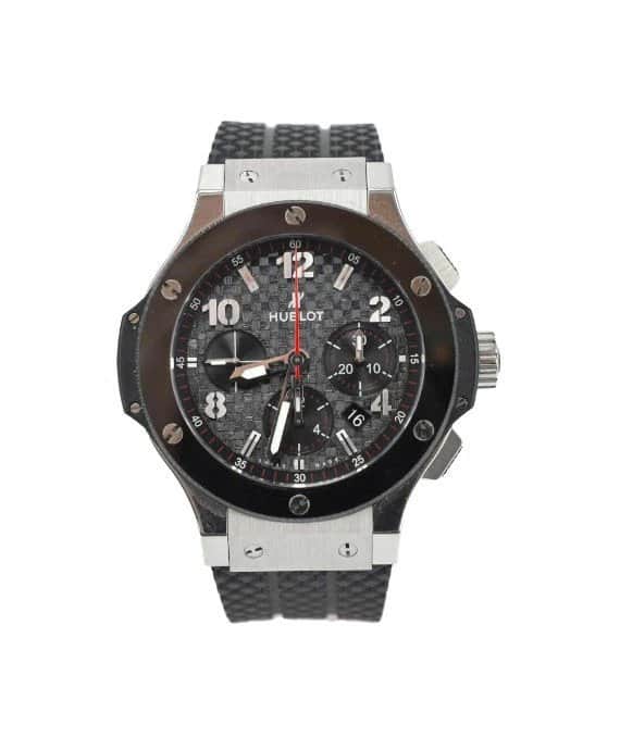Hublot Black Stainless Steel Ceramic Big Bang Automatic Men's Wristwatch Black Good - Front View