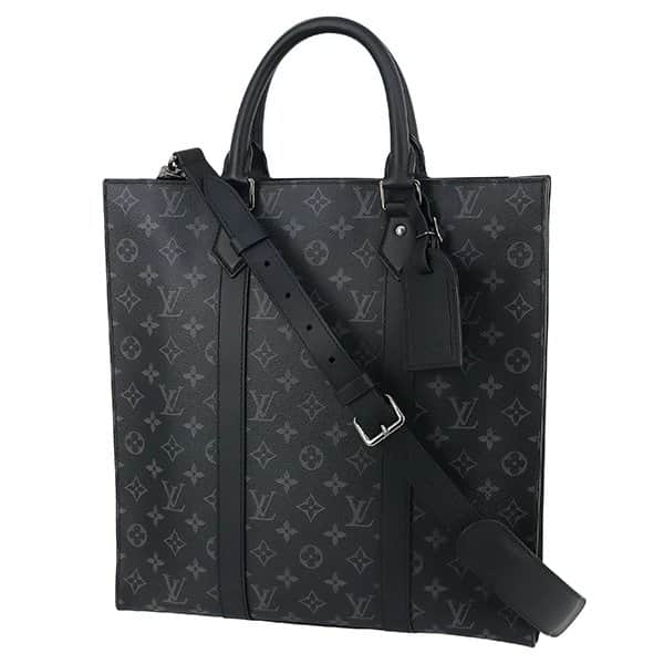 Louis Vuitton Black Monogram Eclipse Canvas Sac Plat Tote Bag Black Canvas Very good - Front View
