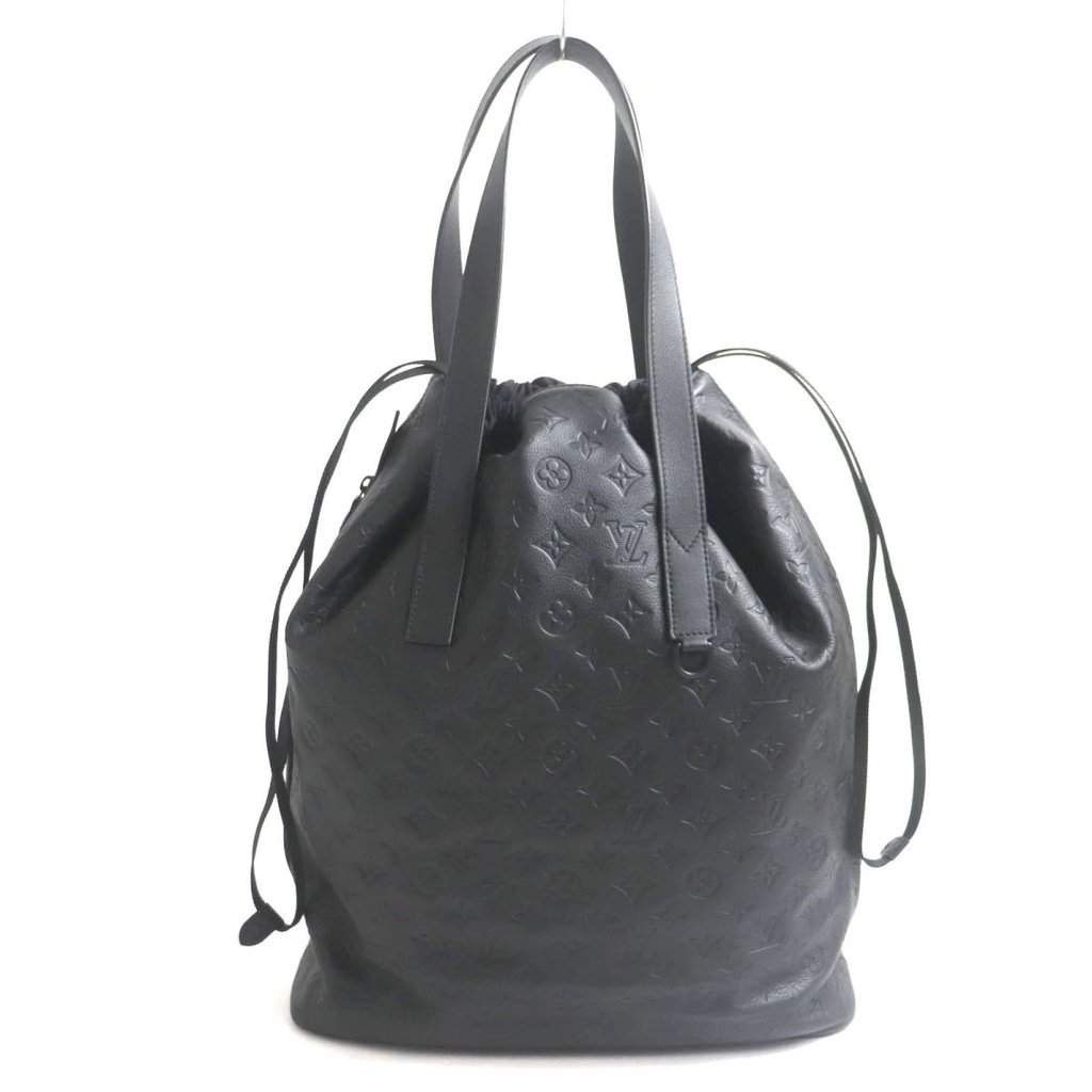 Louis Vuitton Black Monogram Helmet Drawstring Bag Black Leather Very good - Front View