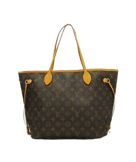 Louis Vuitton Brown Monogram Neverfull MM Tote Bag Brown Leather Very good - Front View