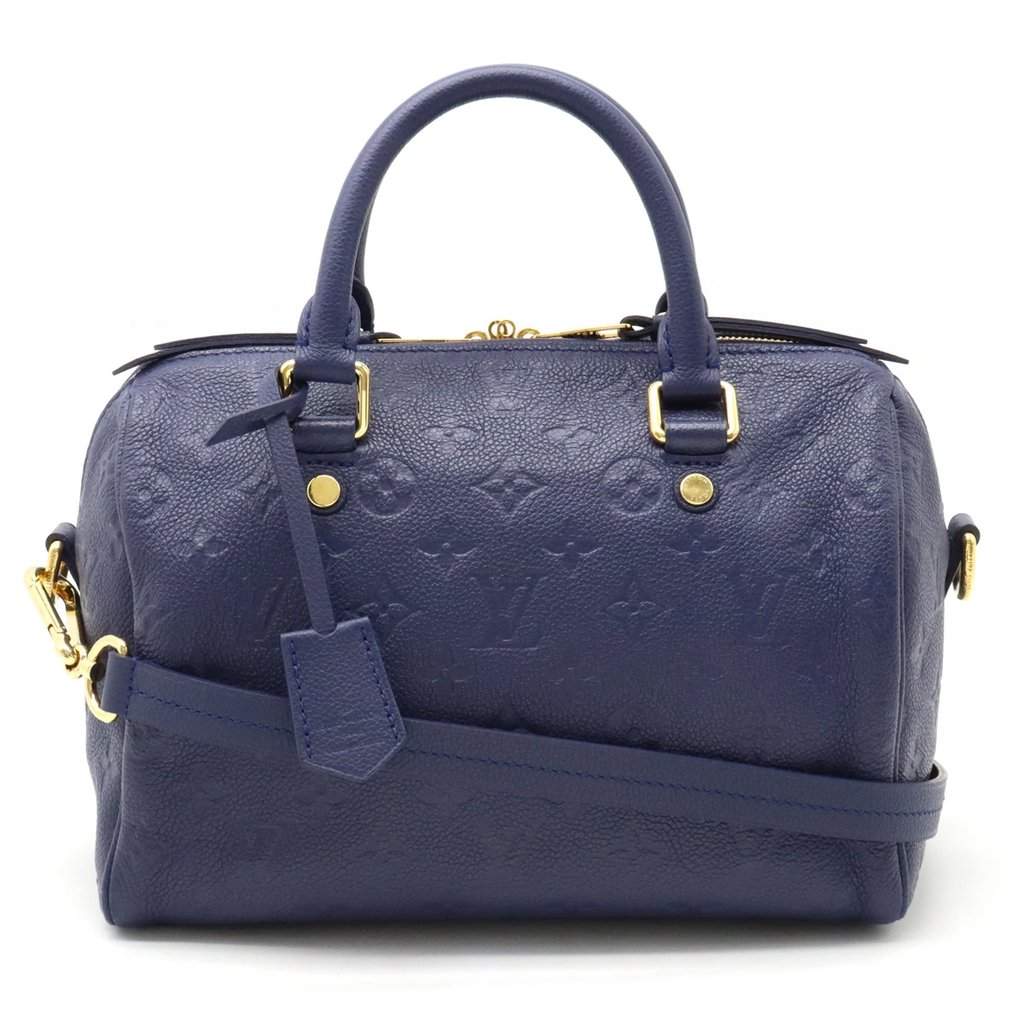Louis Vuitton Blue Monogram Empreinte Speedy Bandouliere 25 Satchel Bag Blue Leather Very good - Front View
