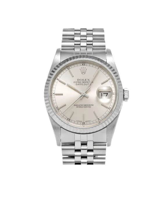 Rolex 1990 Datejust 16234 L Automatic Stainless Steel White Gold Jubilee Bracelet Men's Watch White Stainless steel Very good - Front View