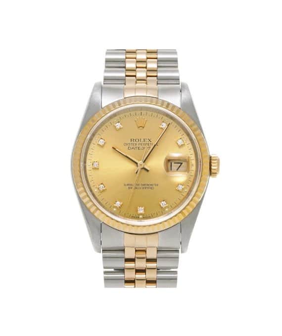 Rolex 1991 Date just 16233G 36mm Champagne Dial Stainless Steel and Yellow Gold Jubilee Bracelet Automatic Men's Watch Beige Stainless steel Very good - Front View
